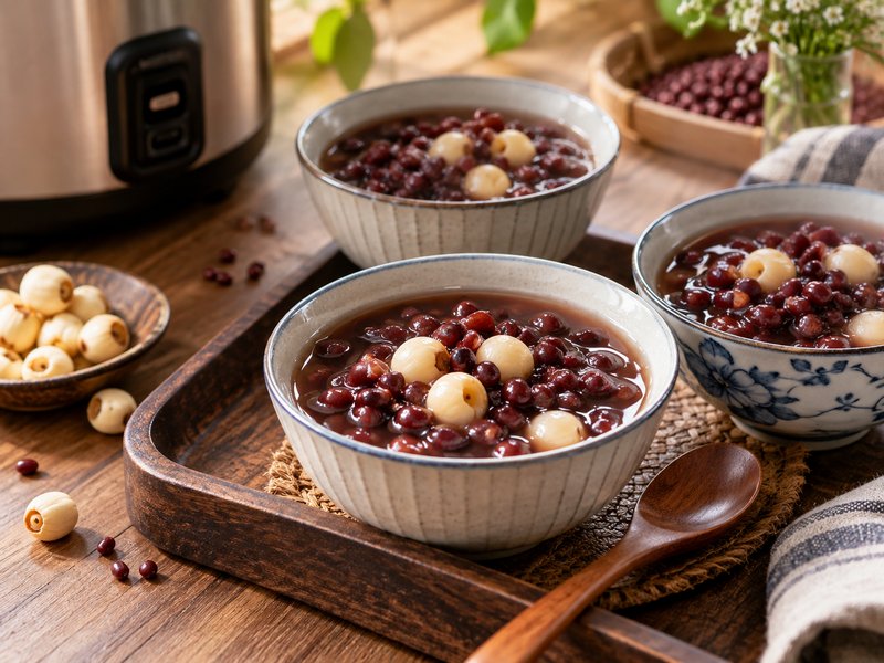 Cách nấu chè đậu đỏ hạt sen bằng nồi cơm Zojirushi bùi mềm, ấm bụng 2 Cách nấu chè đậu đỏ hạt sen bằng nồi cơm Zojirushi