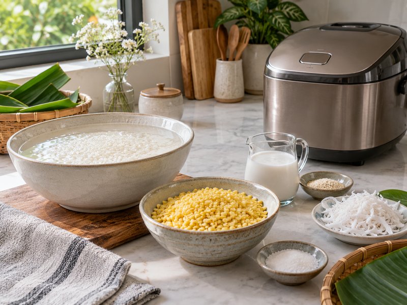 Cách nấu xôi đậu xanh bằng nồi cơm Zojirushi dẻo thơm, không cần xửng hấp 2 Nguyên liệu nấu xôi đậu xanh bằng nồi cơm Zojirushi